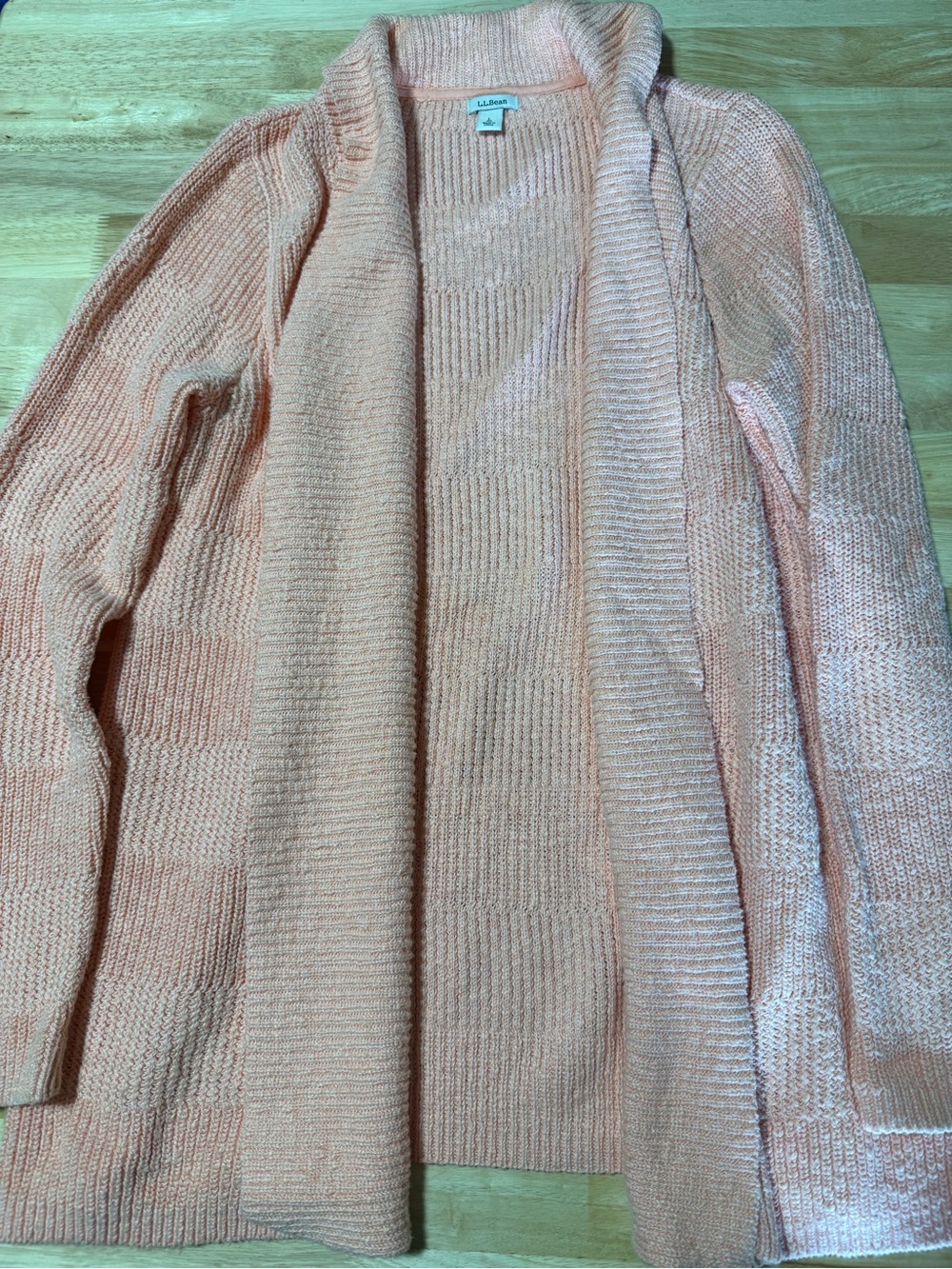 Women’s L.L. Bean Peach Pink Knit Cardigan Sweater Size Large